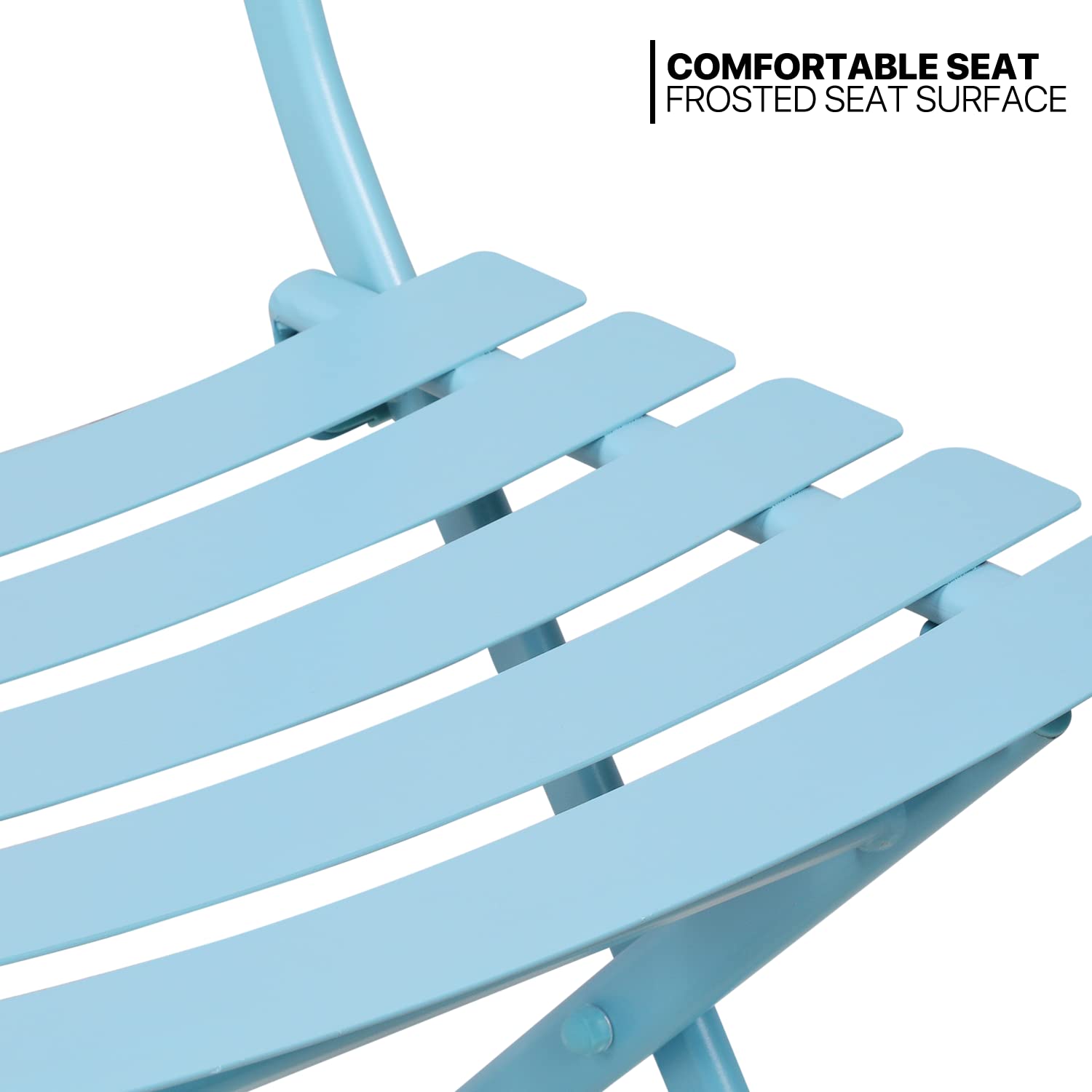 MoNiBloom 3-Piece Outdoor Bistro Set - Foldable Metal Patio Furniture with Round Table & Chairs for Porch, Yard, Balcony, Garden - Blue | Perfect for Small Spaces, Coffee Breaks & Outdoor Dining
