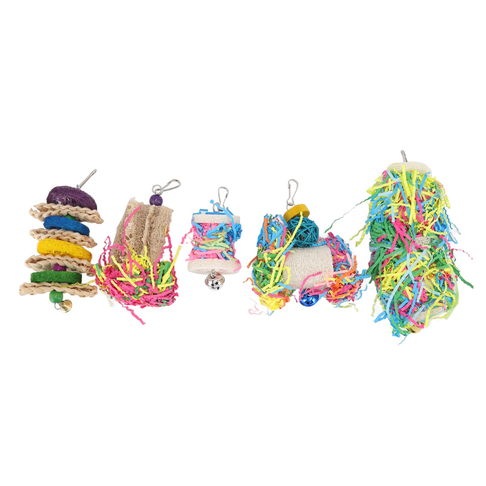 Yinuoday Refillable Loofah Bird Toys - Colorful Shredding & Foraging Toy for Parakeets, Cockatiels, Lovebirds - Cage Enrichment & Mental Stimulation for Small Birds