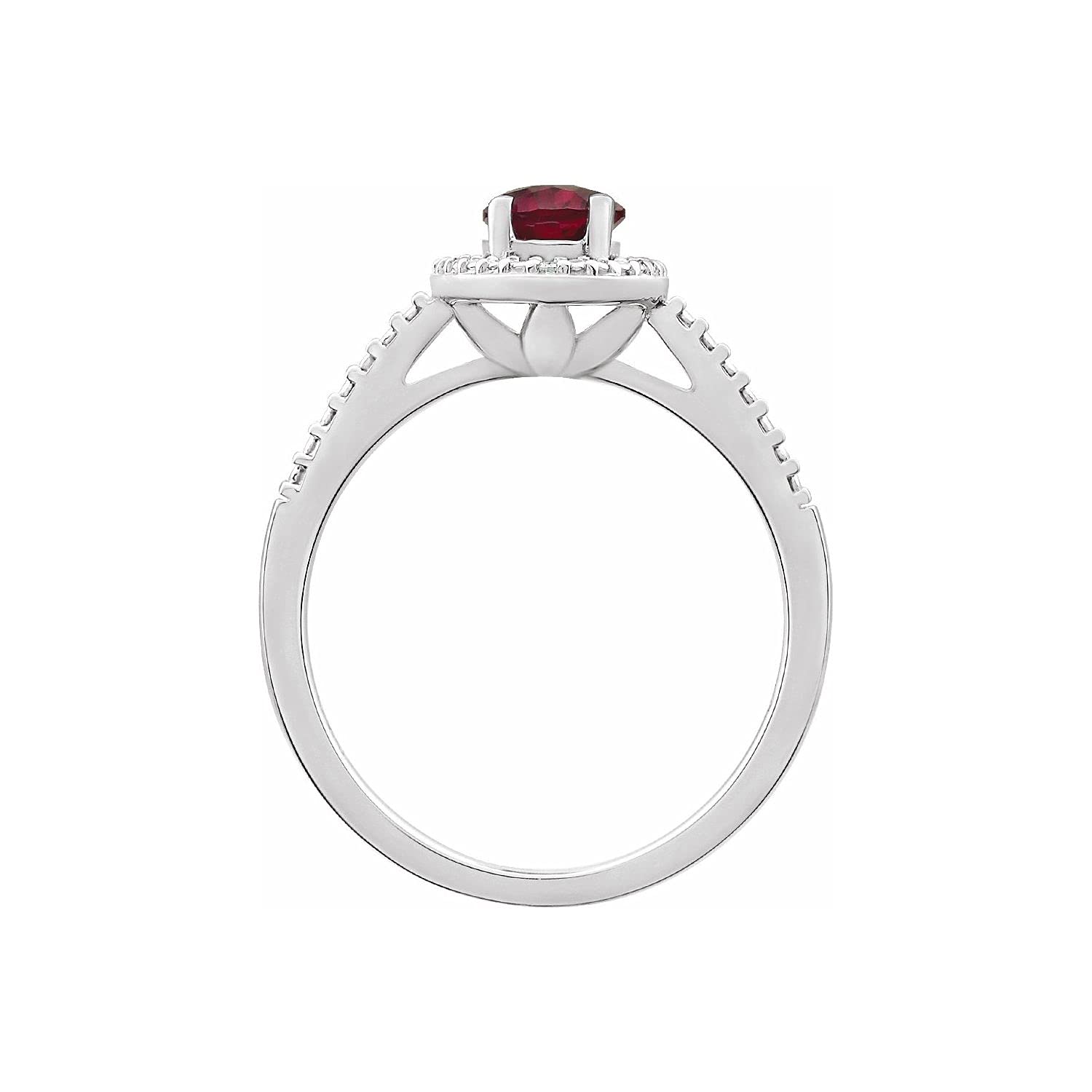 925 Sterling Silver Lab Ruby & Diamond Engagement Ring for Women - Size 7 | Elegant Promise & Wedding Band | Perfect for Proposals, Anniversaries & Special Occasions