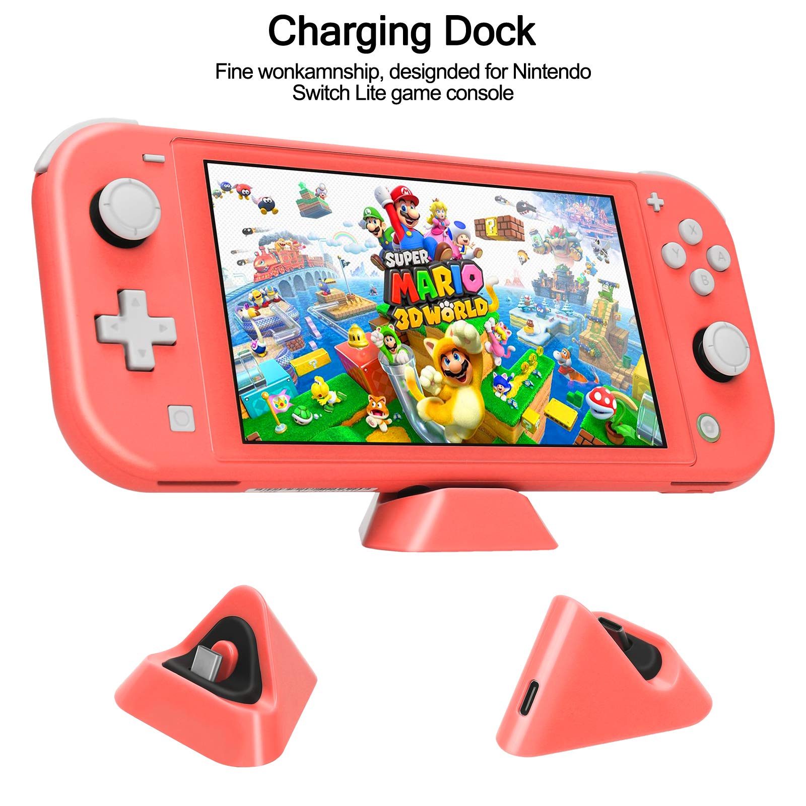 Nintendo Switch Lite Accessories Bundle - Protective TPU Case, Carrying Case, Screen Protector, Charging Dock, Playstand, Game Case, USB Cable, Stylus & Thumb Grips | Perfect for Travel, Gaming On-The-Go & Home Entertainment