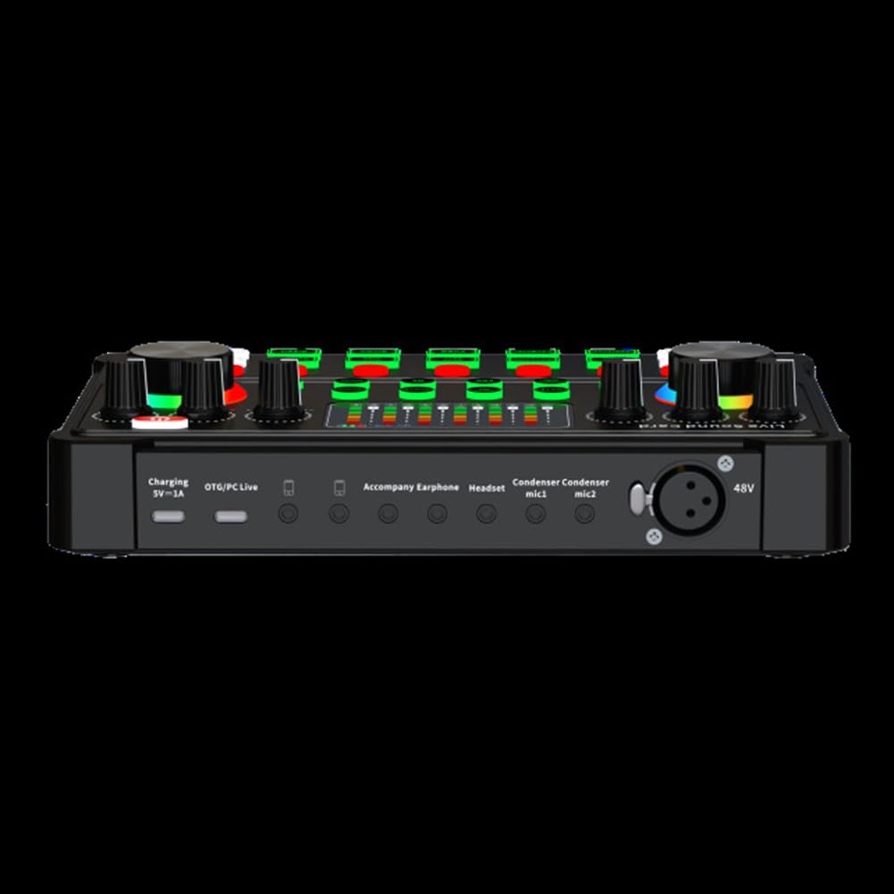 Kahdsvby M3 RGB LED External USB Sound Card - No Bluetooth, Noise Reduction Mixer for Live Singing & Recording | PC/Mac Studio Streaming, Podcasting, Karaoke, Gaming Audio Setup