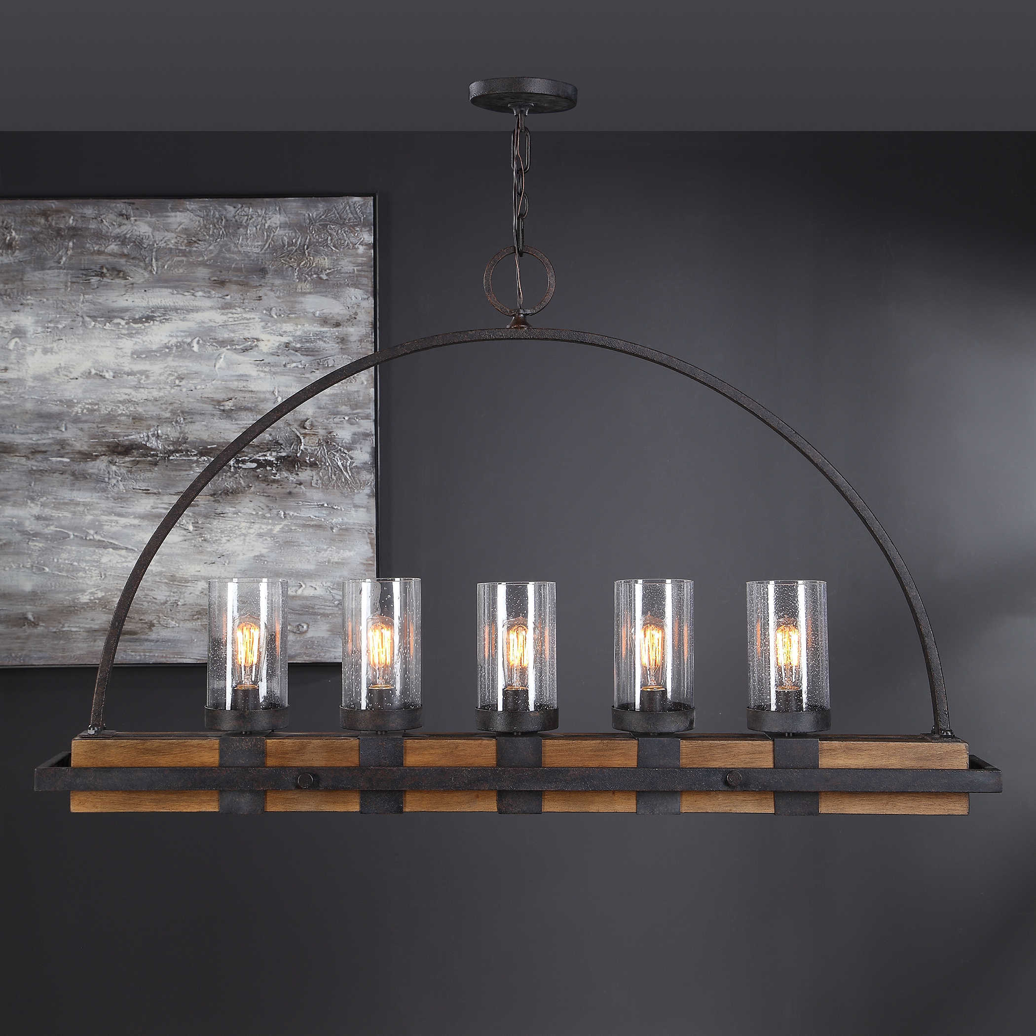 Atwood 5-Light Modern Island Chandelier - Farmhouse Kitchen Pendant Lighting Fixture for Dining Room & Kitchen Island - Perfect for Rustic Home Decor & Open Concept Spaces