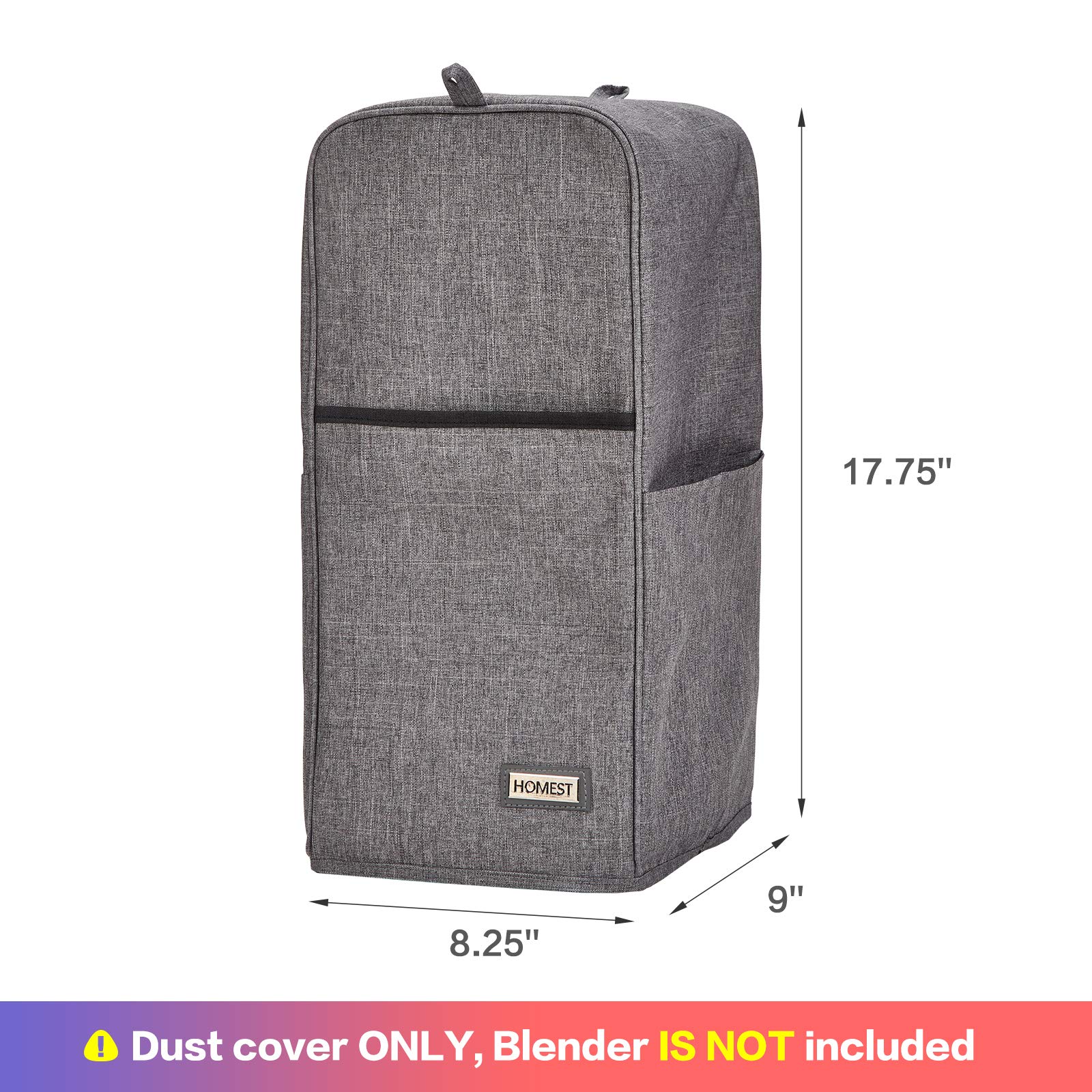 HOMEST Blender Dust Cover with Accessory Pocket - Compatible with Ninja Foodi, Grey - Perfect for Kitchen Storage & Countertop Organization