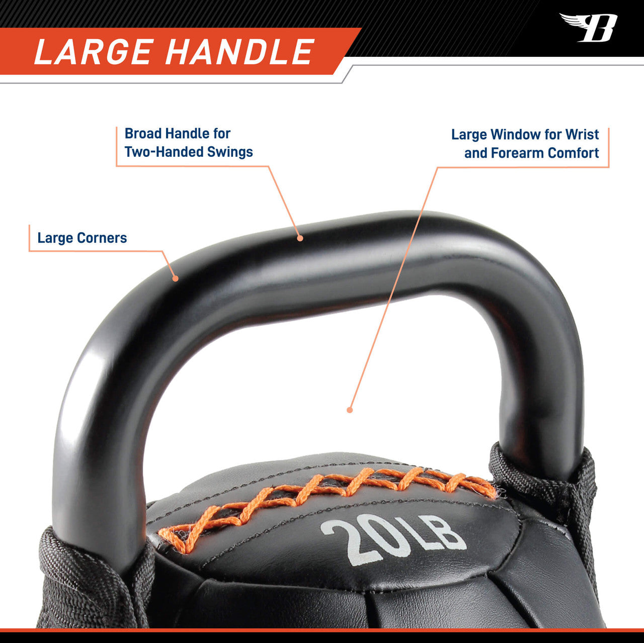 20lb Soft Kettlebell - Bionic Body BBKB 20 for Home Gym, CrossFit & Strength Training | Durable Neoprene Coating | Ideal for Beginners & Professionals | Perfect for Indoor Workouts, HIIT & Functional Training
