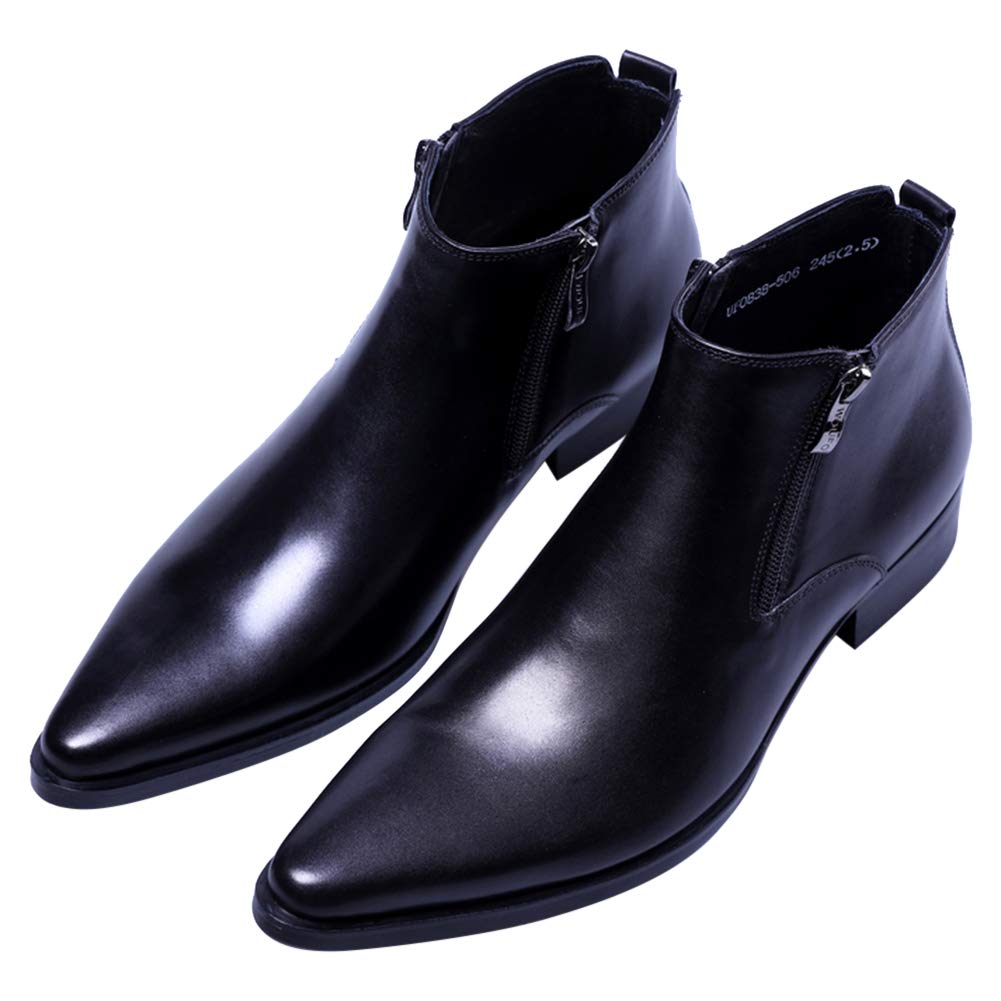 Men's Genuine Leather Ankle Boots - Fashion Dress Shoes with Zipper & Pointed Toe for Casual Wear | Perfect for Office, Date Night & Business Casual Outfits