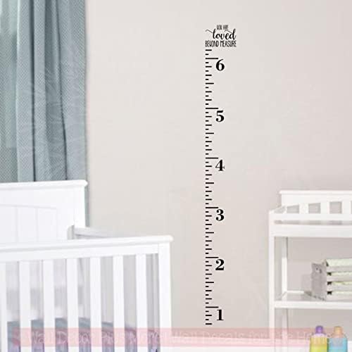 Loved Beyond Measure Wall Decal - Black Vinyl Height Ruler Growth Chart Sticker for Kids Room Nursery Decor | Perfect for Measuring Child's Growth & Home Decoration