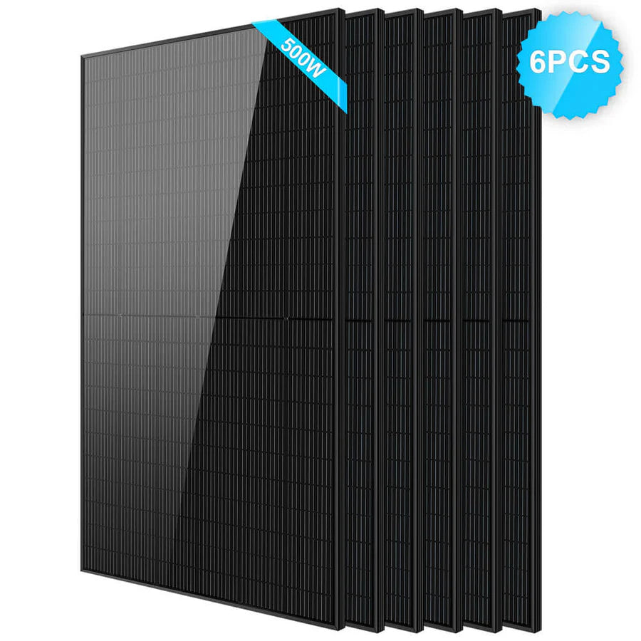 SunGoldPower 500W Monocrystalline Black PERC Solar Panel - High Efficiency Solar Panel for Home, RV, Boat & Off-Grid Power - Perfect for Residential, Camping and Emergency Backup Power