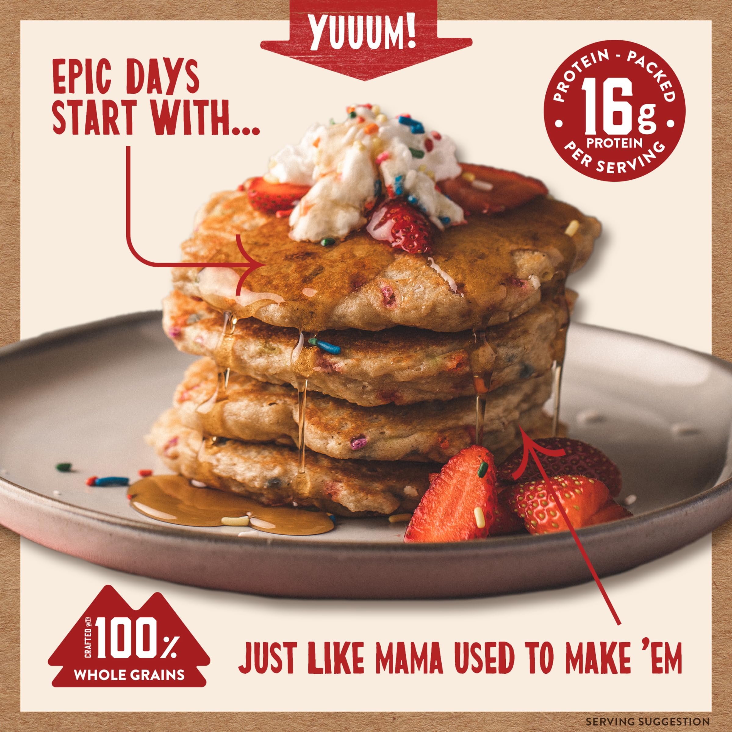 Kodiak Cakes Power Cakes Protein Pancake & Waffle Mix - 100% Whole Grain, Birthday Cake Flavor (Pack of 6) - High Protein Breakfast for Athletes & Fitness Lovers - Perfect for Post-Workout Recovery, Family Brunch, and Healthy Meal Prep