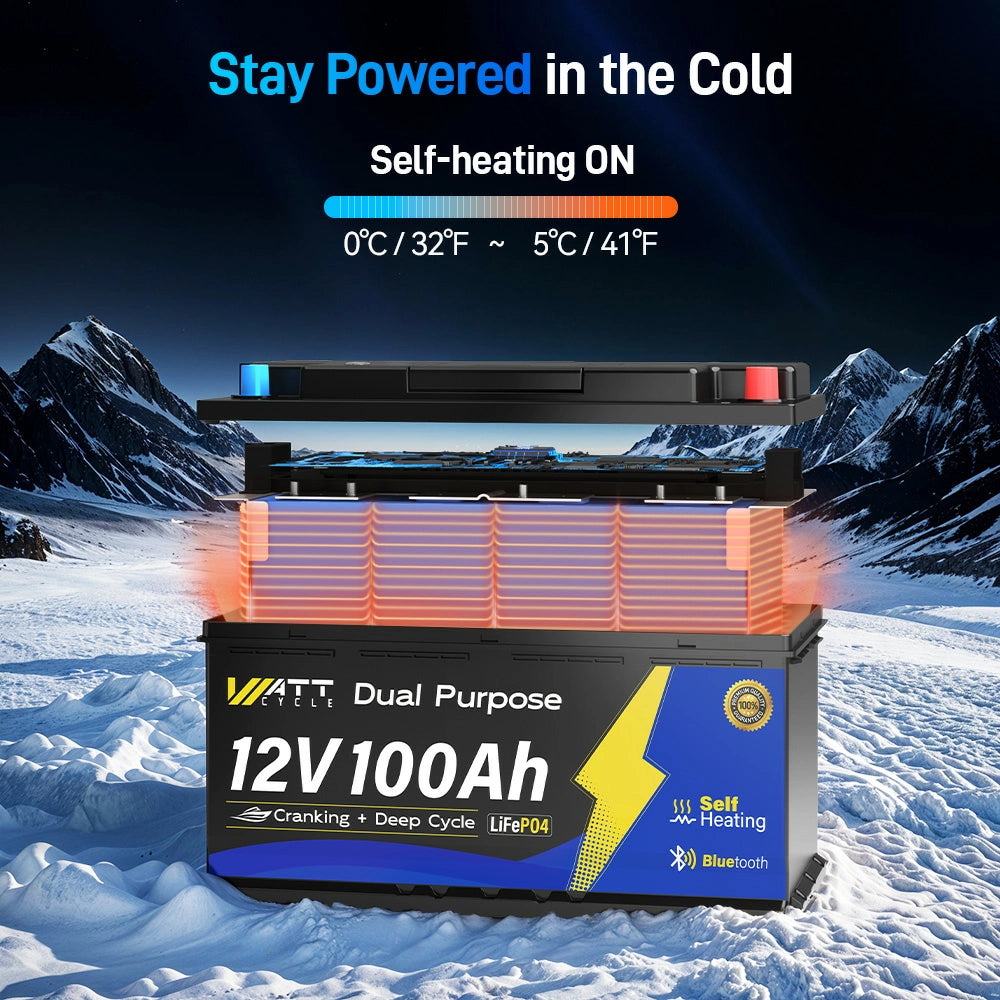 12V 100Ah 1200CCA Deep Cycle Marine Battery with Bluetooth Monitoring - Perfect for Boats, RVs, and Off-Grid Power Systems
