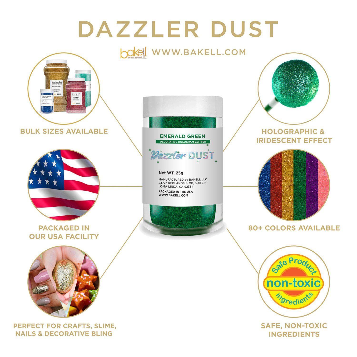 Emerald Green Dazzler Dust® - 1 Pound Bulk Glitter for Crafts, DIY Projects, Nail Art & Home Decor | Premium Cosmetic Grade Fine Glitter Powder for Slime, Resin, Soap Making & Party Decorations