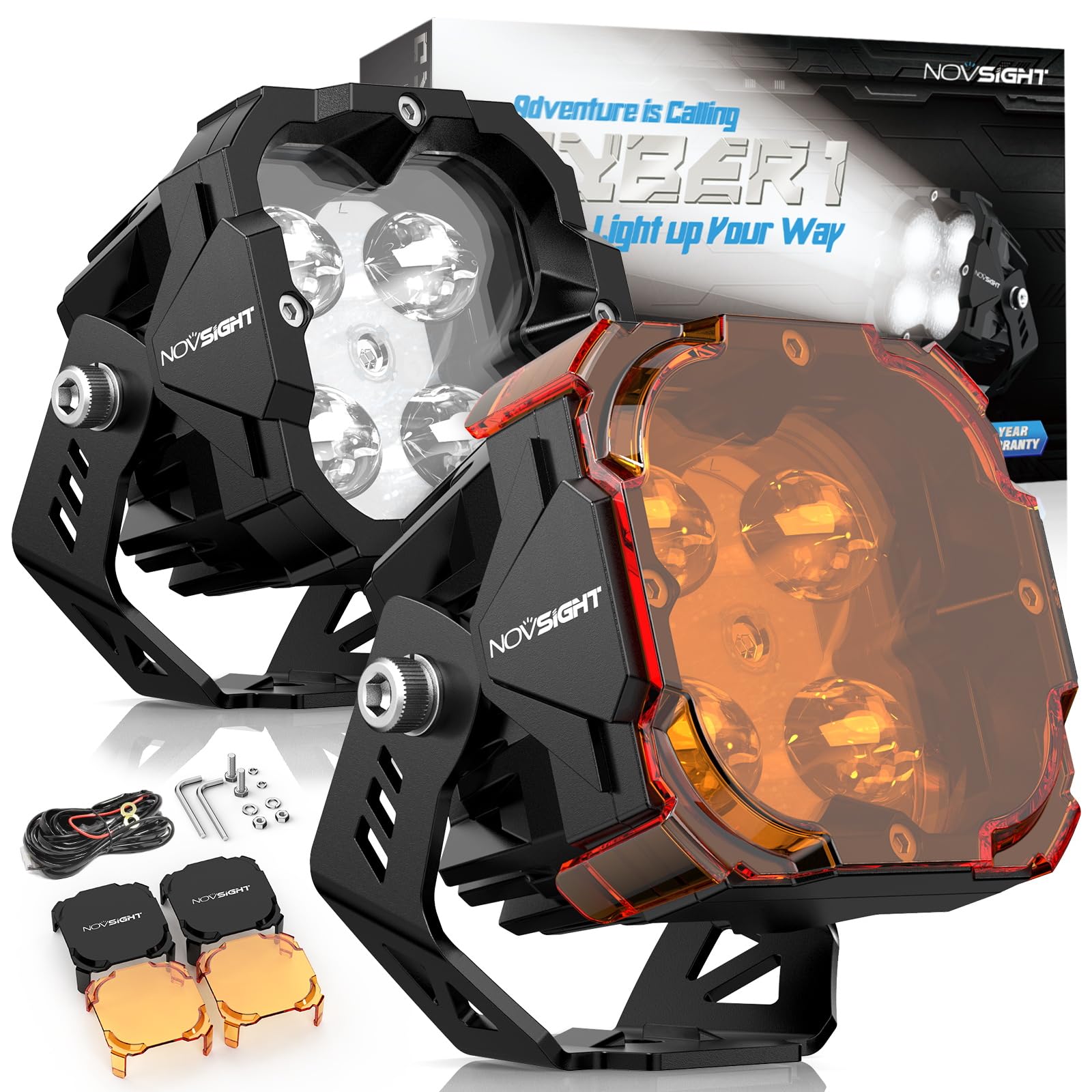 NOVSIGHT 3 Inch SAE Offroad LED Light Pods - 80W Ultra Bright Waterproof Fog Lights with Covers for Truck, Wrangler, Jeep, Pickup, Ram, SUV, ATV | Durable Off-Road Lighting for Night Driving, Trail Adventures & Extreme Weather Conditions