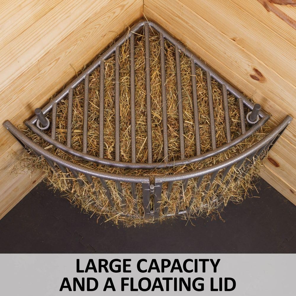 Slow Feed Corner Hay Rack for Horses - Durable Gray Armor Design | Reduce Waste & Improve Equine Digestion | Perfect for Stables, Barns & Pasture Feeding