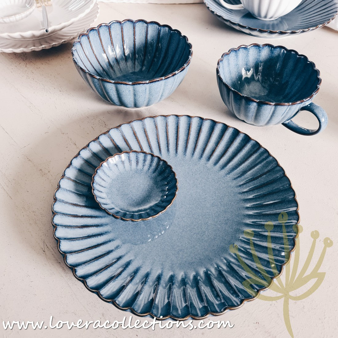 Rustic Seashell Dinnerware Set - Beach Themed Plates, Bowls & Serving Dishes for Coastal Dining & Entertaining - Perfect for Beach House, Summer Parties & Nautical Decor