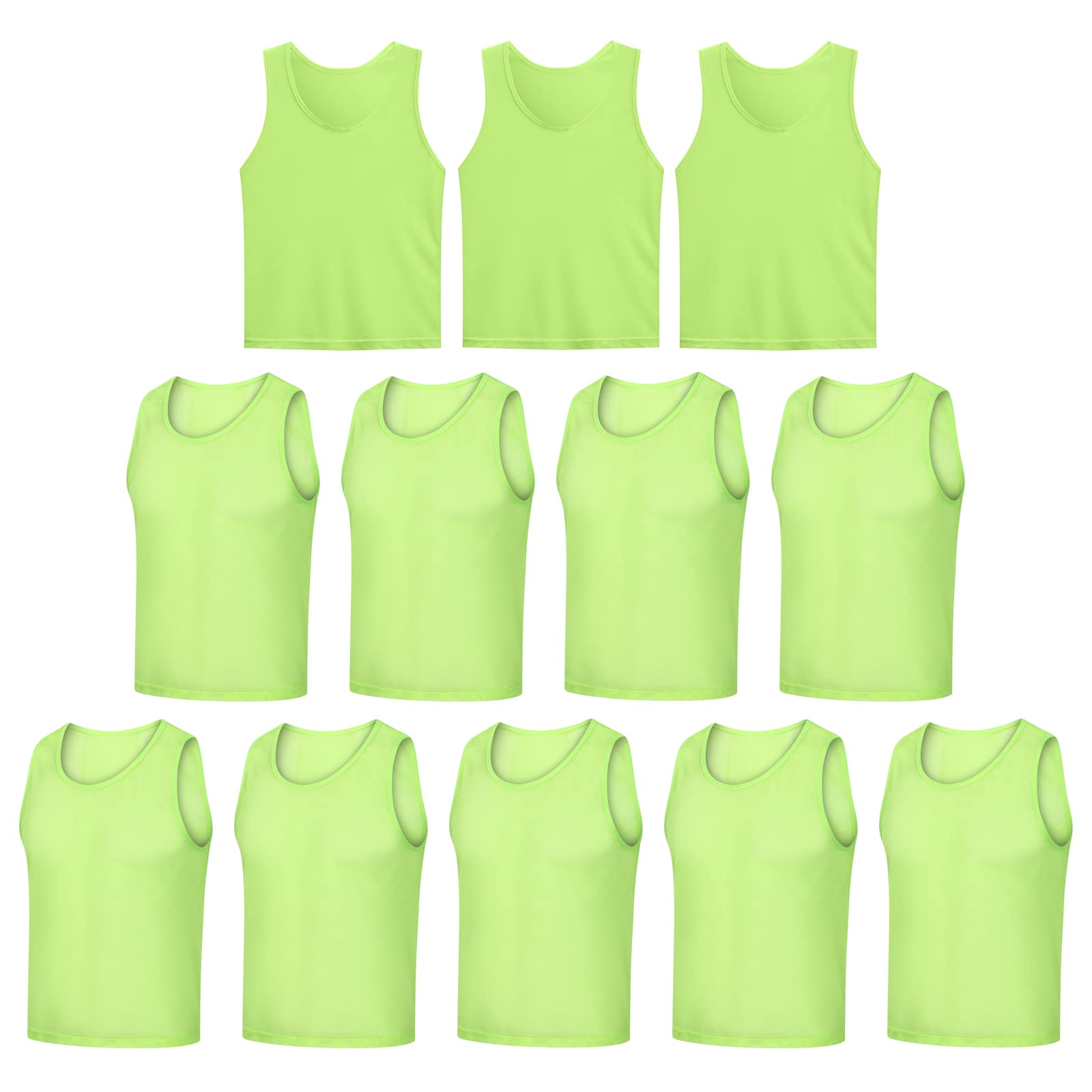 12 Pack Scrimmage Vests - Reversible Team Training Jerseys, Sports Pinnies & Soccer Bibs with Carry Bag for Soccer, Basketball & Football Practice Drills