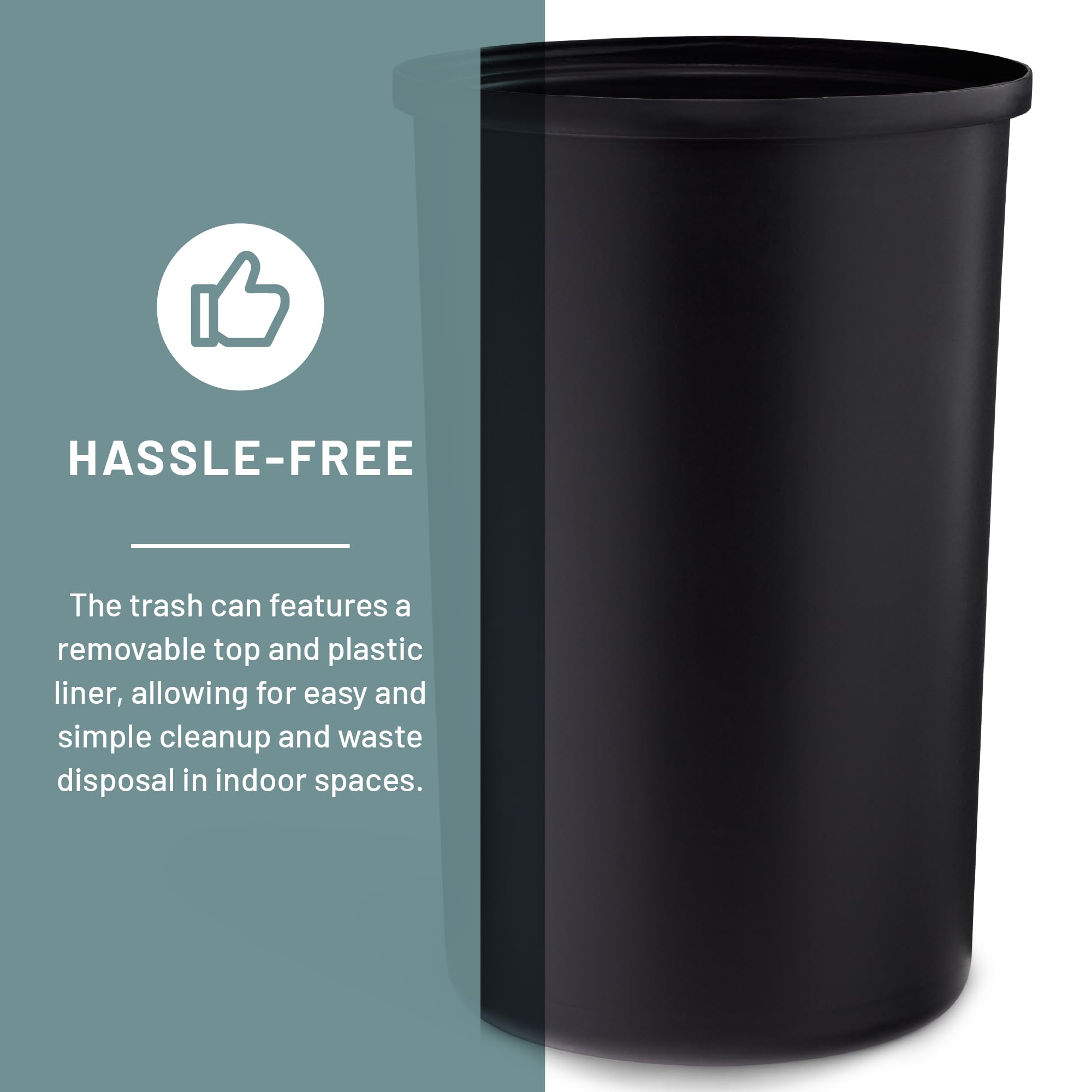 Safco 30 Gallon Open Top Stainless Steel Trash Can - Modern Black Garbage Bin for Kitchen, Office, or Home Use - Durable & Stylish Indoor Waste Container