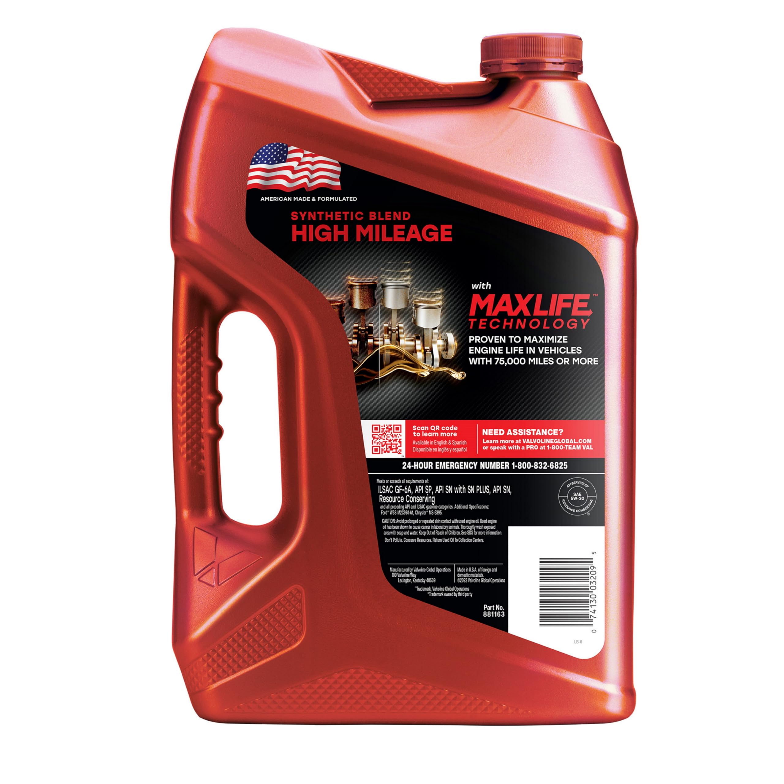 Valvoline High Mileage 5W-30 Synthetic Blend Motor Oil with MaxLife Technology - 5 Quart (Case of 3) - Ideal for Older Vehicles with 75,000+ Miles - Perfect for Daily Commuting, Highway Driving & Engine Protection