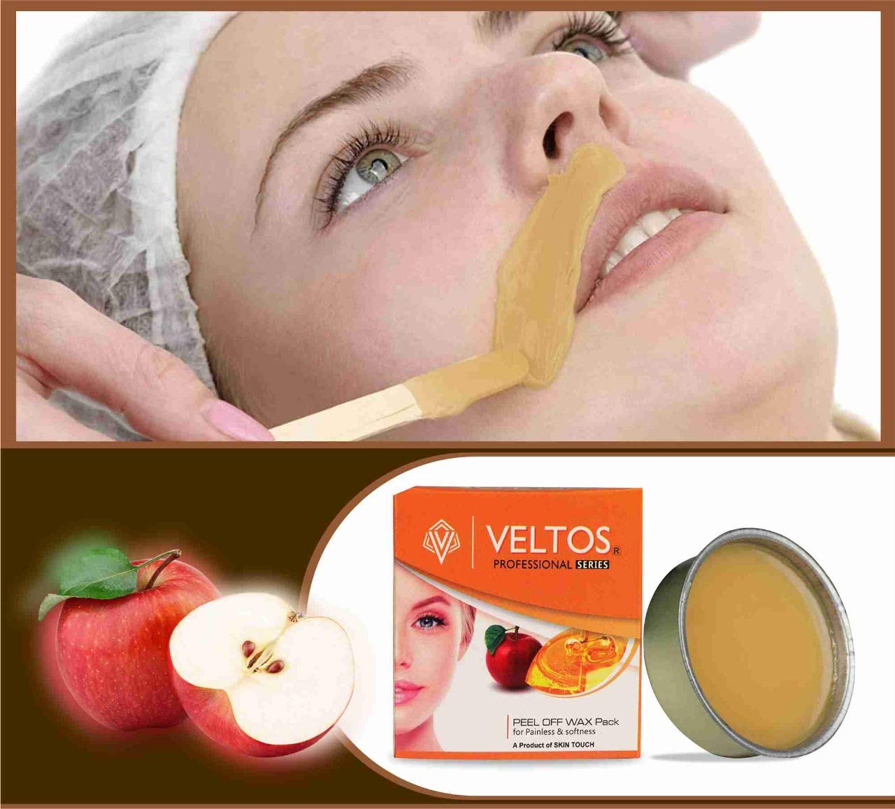 VELTOS PROFESSIONAL Peel-Off Wax Kit for Upper Lip, Facial Hair, Eyebrows & Chin - Charcoal, Aloe Vera & Apple Wax Combo (80g Each) | At-Home Hair Removal for Smooth Skin | Perfect for Salon-Quality Results & DIY Beauty Care