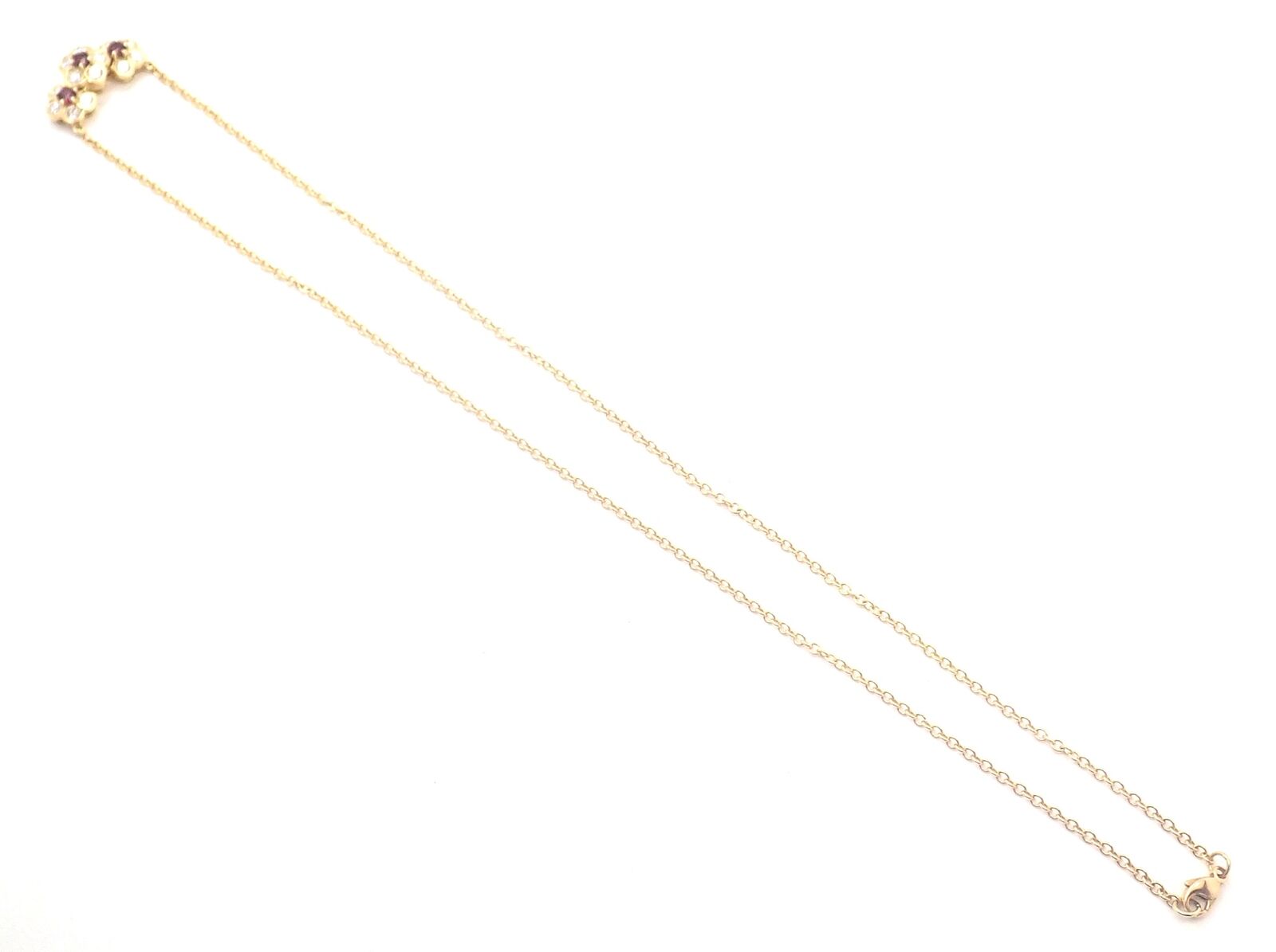 Authentic Van Cleef & Arpels 18k Yellow Gold Ruby Diamond Fleurette Necklace | Luxury Jewelry for Women | Perfect for Weddings, Anniversaries & Special Occasions