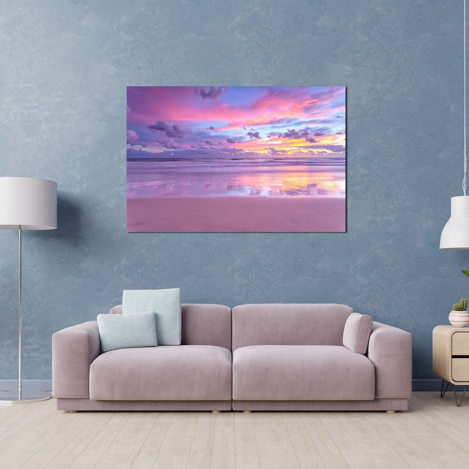 Starry Night Canvas Wall Art - Purple Sunset Sky Painting for Living Room Decor, 32x48 Inch, Perfect for Home, Bedroom & Office Wall Decor