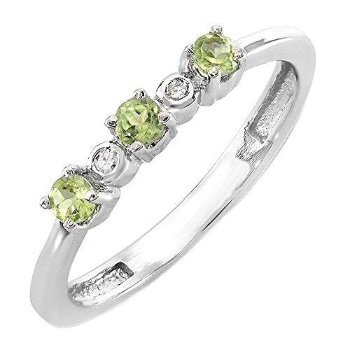 10K Solid White Gold Peridot & Diamond Women's Ring - Dazzlingrock Collection | Elegant Jewelry Gift for Anniversary, Birthday & Special Occasions