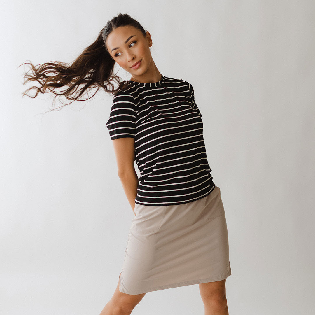 Stylish Black and White Striped Boyfriend Tee for Women - Casual Comfort Fit T-Shirt for Everyday Wear | Perfect for Layering, Lounging & Outings
