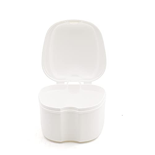 Portable Hanging Denture Storage Box with Inner Mesh - White | Travel-Friendly Dental Case for Dentures, Retainers & Aligners | Perfect for Home, Travel & Daily Use