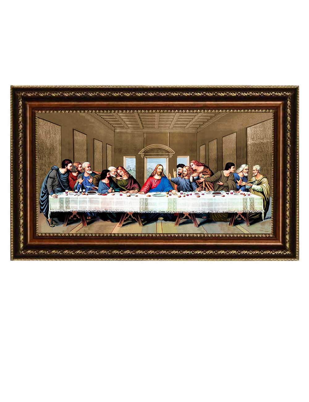 ELITEART Leonardo da Vinci The Last Supper Giclee Art Print - 29x17 Inch Framed Canvas Wall Decor for Living Room, Church & Home Decor