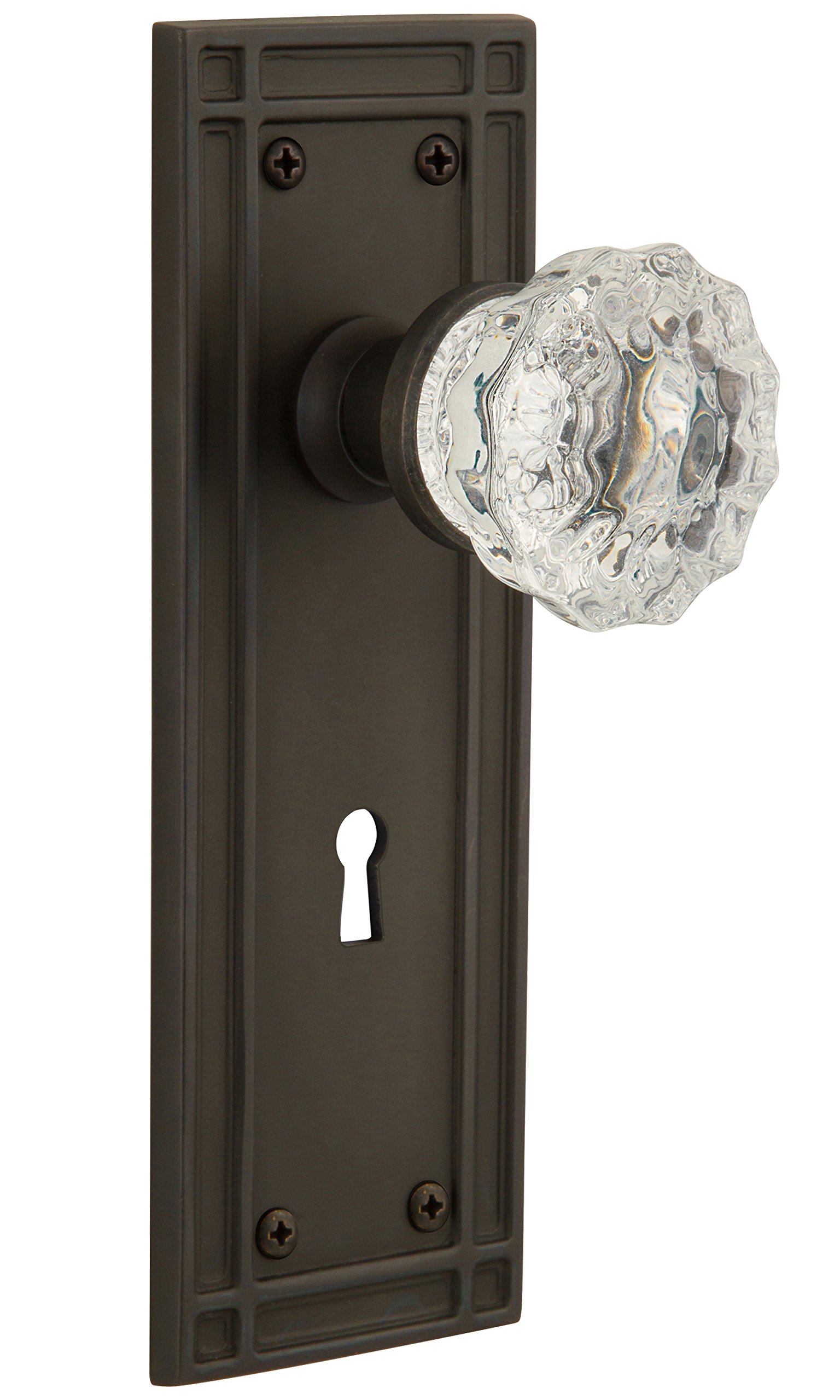 Vintage Mission Style Glass Door Knob with Keyhole - 2.25