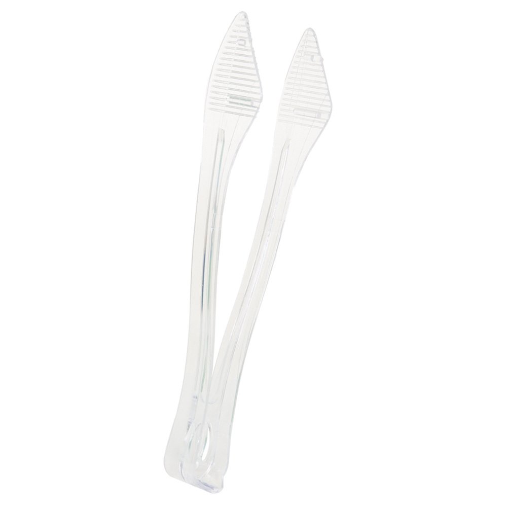 Clear Plastic Serving Tongs - 12 Inch Catering Utensils (2-Pack) for Buffet, Salad Bar, BBQ, and Party Food Serving