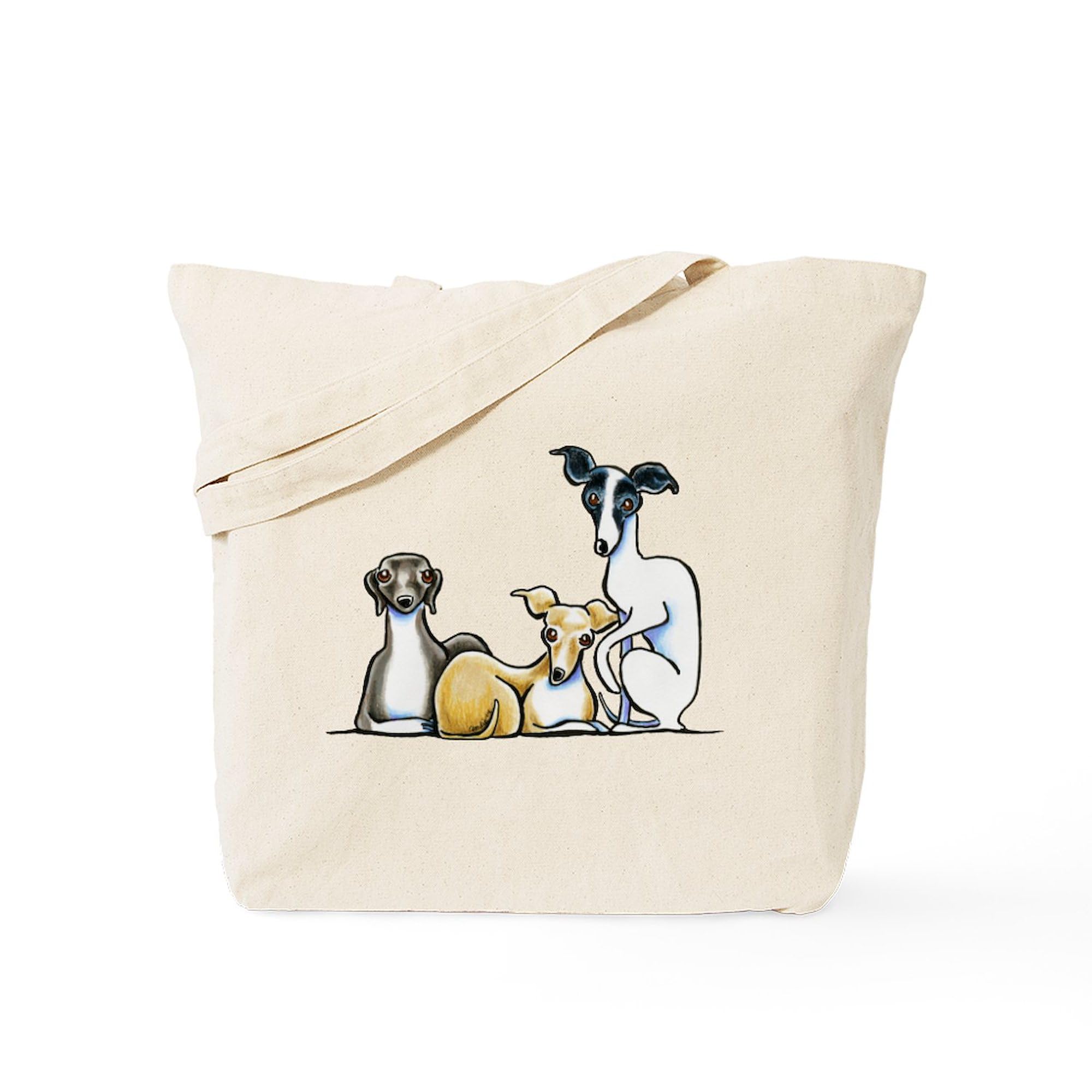 Italian Greyhound Trio Tote Bag - Natural Canvas Reusable Shopping Bag for Groceries, Beach & Daily Use | Eco-Friendly & Durable