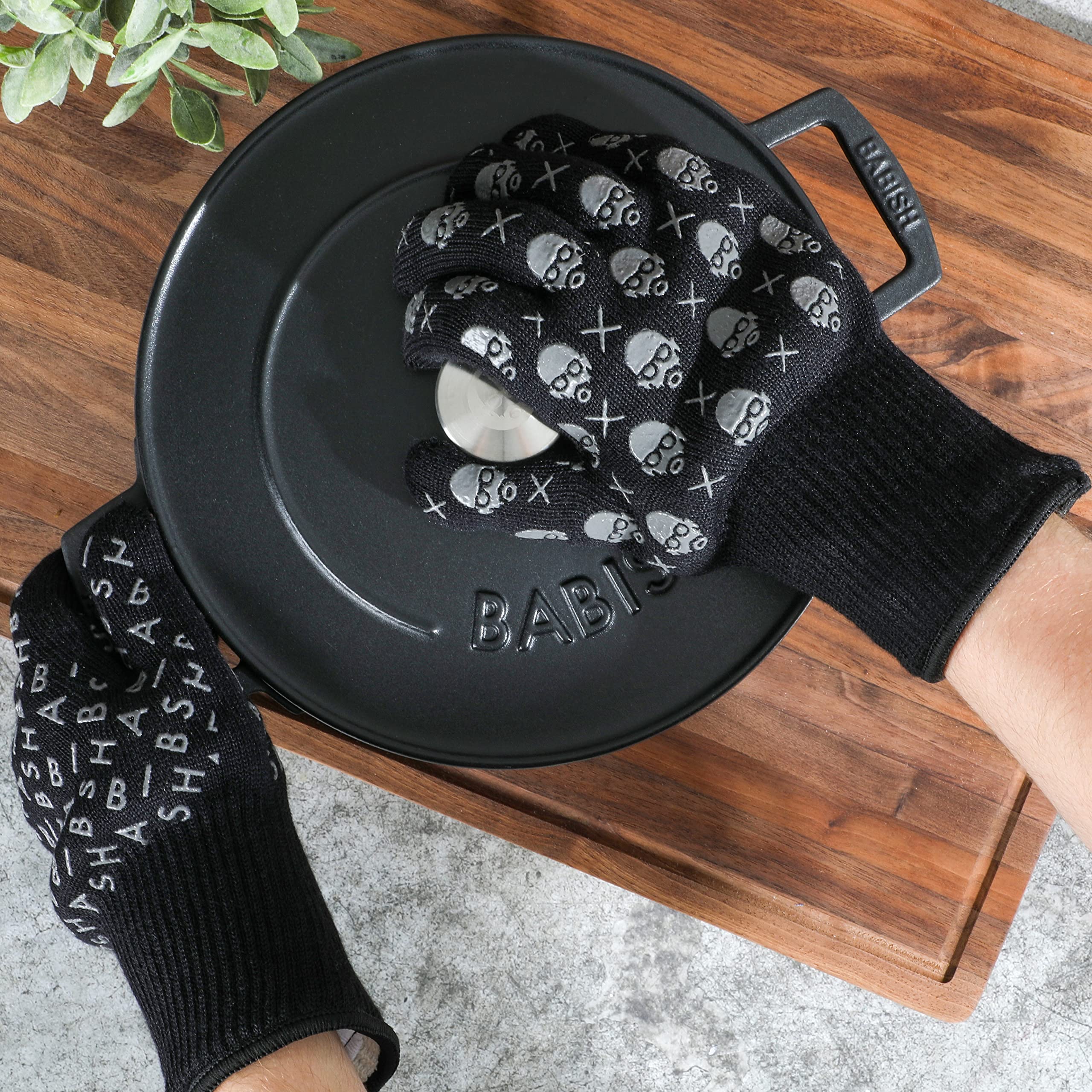 Babish 2-Pack Heat Resistant Oven Mitts - Premium Kitchen Gloves for Baking, Grilling & Cooking - Perfect for BBQ, Roasting & Handling Hot Dishes