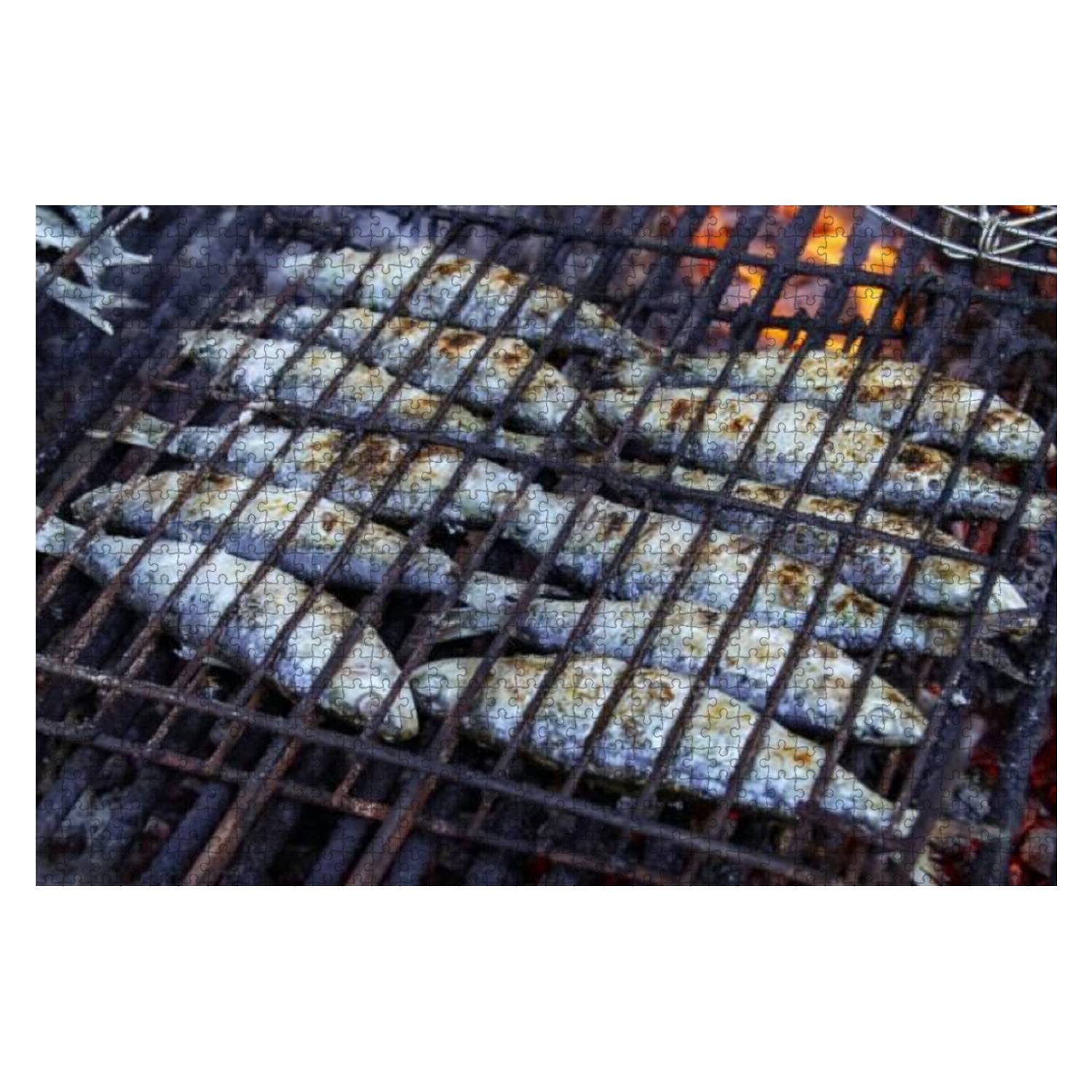1000 Piece Jigsaw Puzzle for Adults & Kids - Grilled Sardines & Charcoal Roast - Large Interlocking Pieces, Educational Brain Game for Family Fun | Perfect for Family Nights, Classroom Activities & Stress Relief