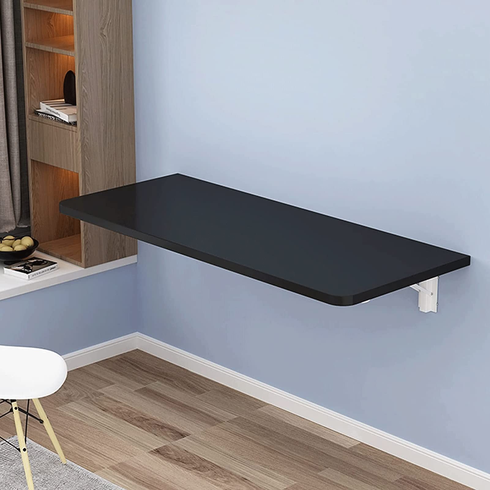 Space-Saving Wall Mounted Folding Table - 70x50cm Black Floating Dining Table | DIY Craft Desk | Easy Installation & Cleaning | Perfect for Small Apartments, Kitchens & Home Offices