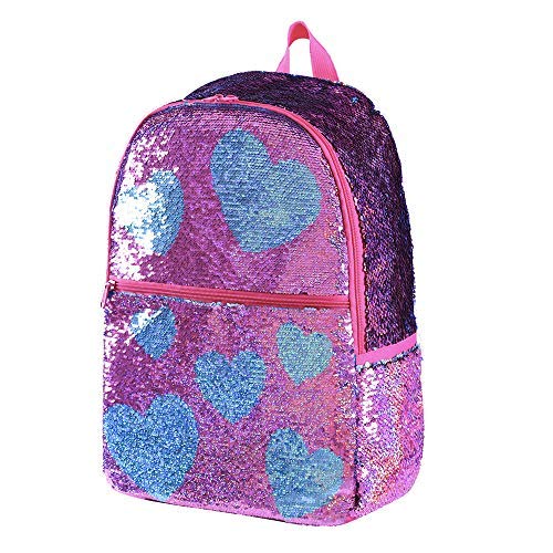 Sparkly Rainbow Sequin Backpack for Girls - Glitter Mermaid Bookbag for Kindergarten & Elementary School - Reversible Shimmer Backpack (Orchid) - Perfect for School, Travel & Birthday Gifts
