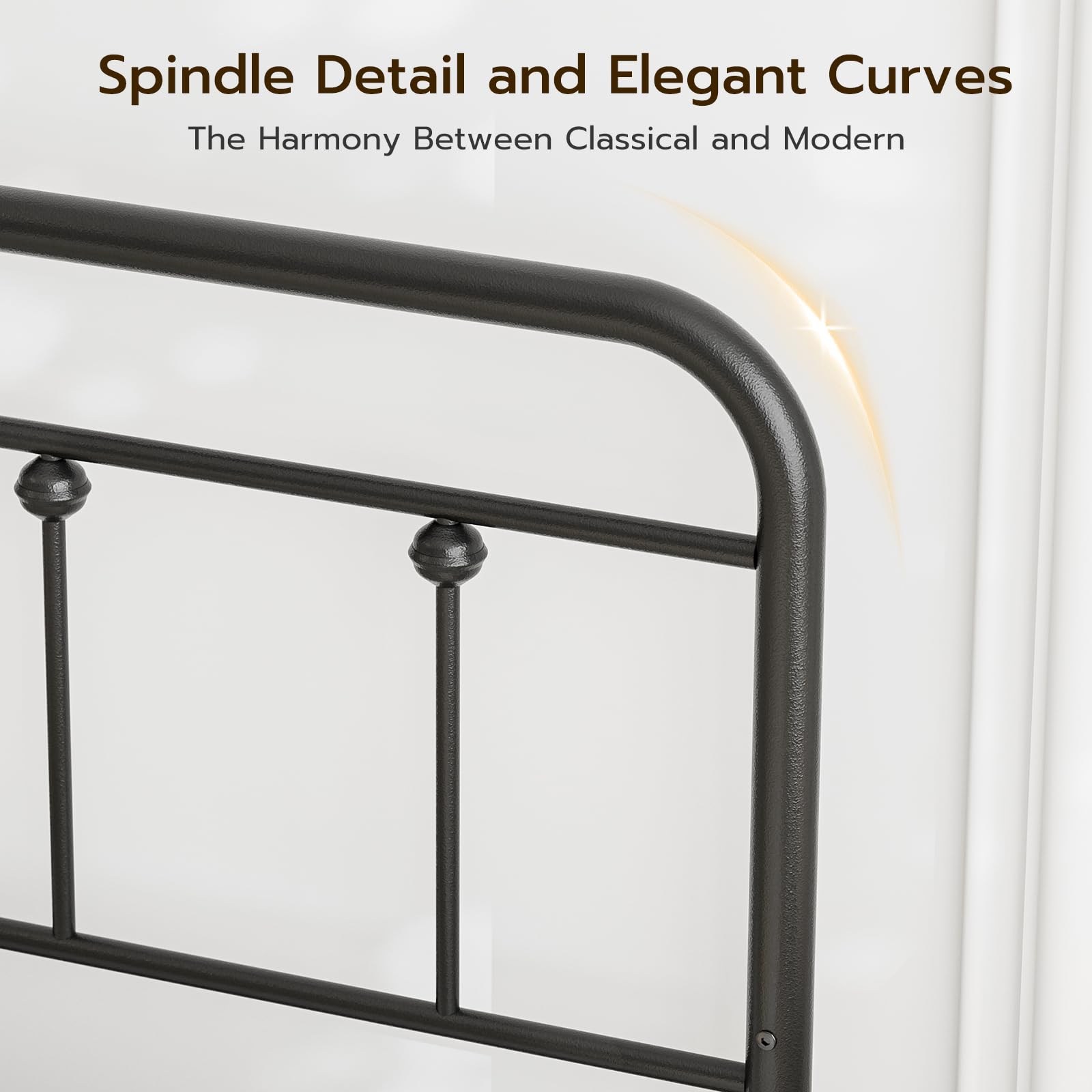 Black Metal King Size Headboard - Adjustable Height Farmhouse Victorian Wrought Iron Bed Frame - Perfect for Master Bedroom & Guest Room Decor