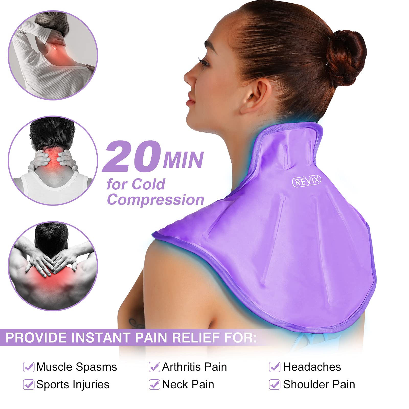 REVIX Reusable Shoulder & Knee Ice Pack for Injuries - Hot & Cold Therapy for Pain Relief, Swelling, Sprains, Sports Recovery (Perfect for Athletes, Post-Surgery, Arthritis)