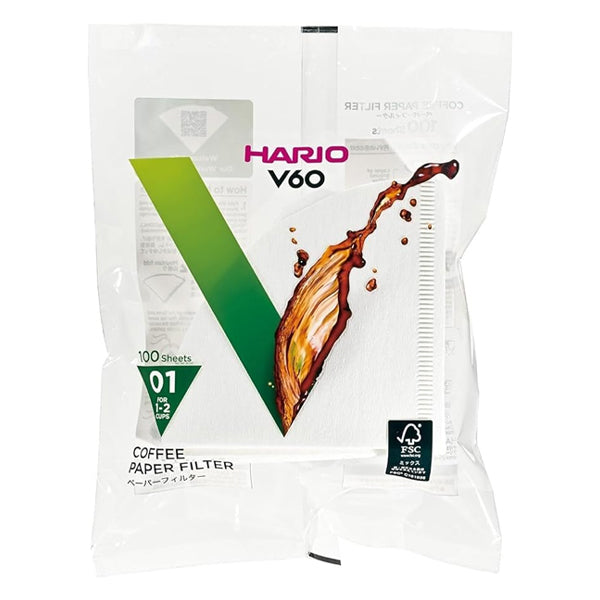 Hario V60 Coffee Filters 100-Pack - Premium White Paper Filters for Pour Over Drip Coffee - Perfect for Home Brewing, Cafes & Specialty Coffee Lovers