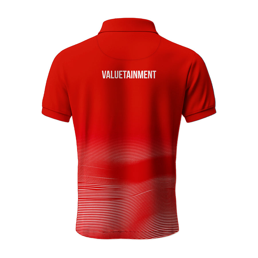Lion Shield Red & White Gradient Short Sleeve Polo Shirt for Men - Classic Fit Casual Wear for Golf, Office & Summer Outings
