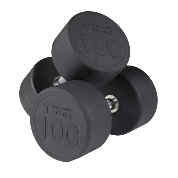 Body Solid 80-100lb Round Rubber Dumbbells Set (Pair) - Premium Home Gym Equipment for Strength Training & Weightlifting - Perfect for Home Workouts, CrossFit & Fitness Studios