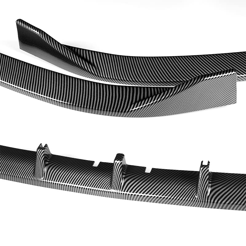 3PCS Front Bumper Lip Kit for 2008-2012 Audi A5 & Quattro - STP-Style Splitter Trim Protection Spoiler with Carbon Look Air Dam Chin Diffuser - Enhances Sporty Appearance & Protects Bumper for Street Racing & Daily Driving