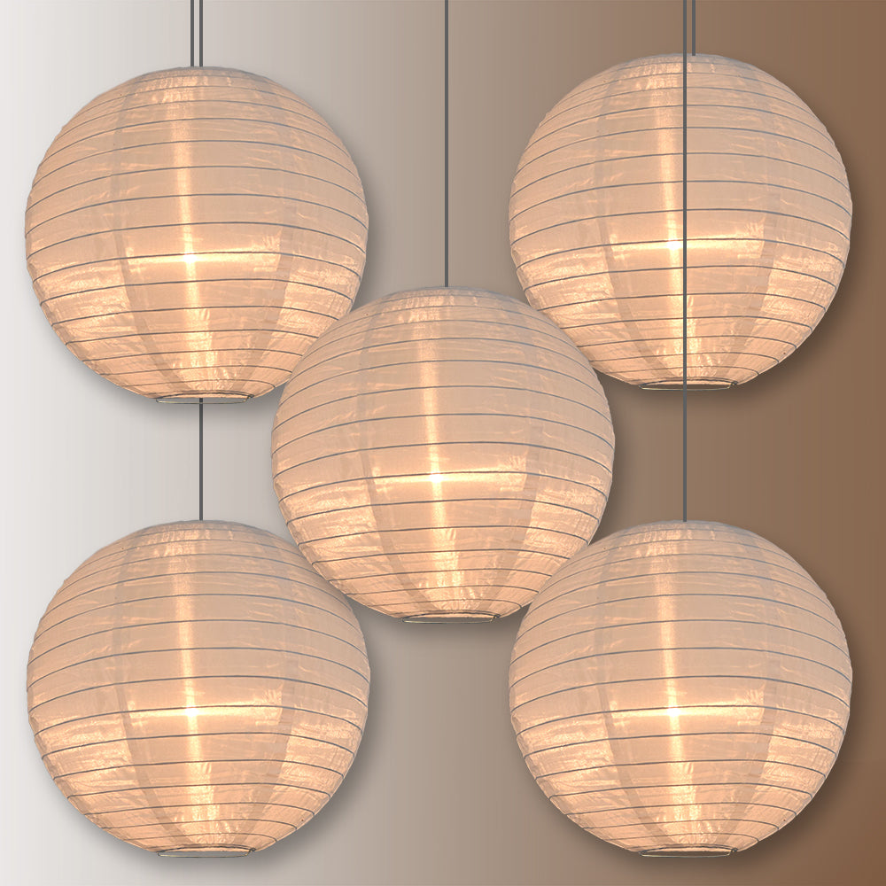 5 Pack White Shimmering Nylon Lanterns - 14