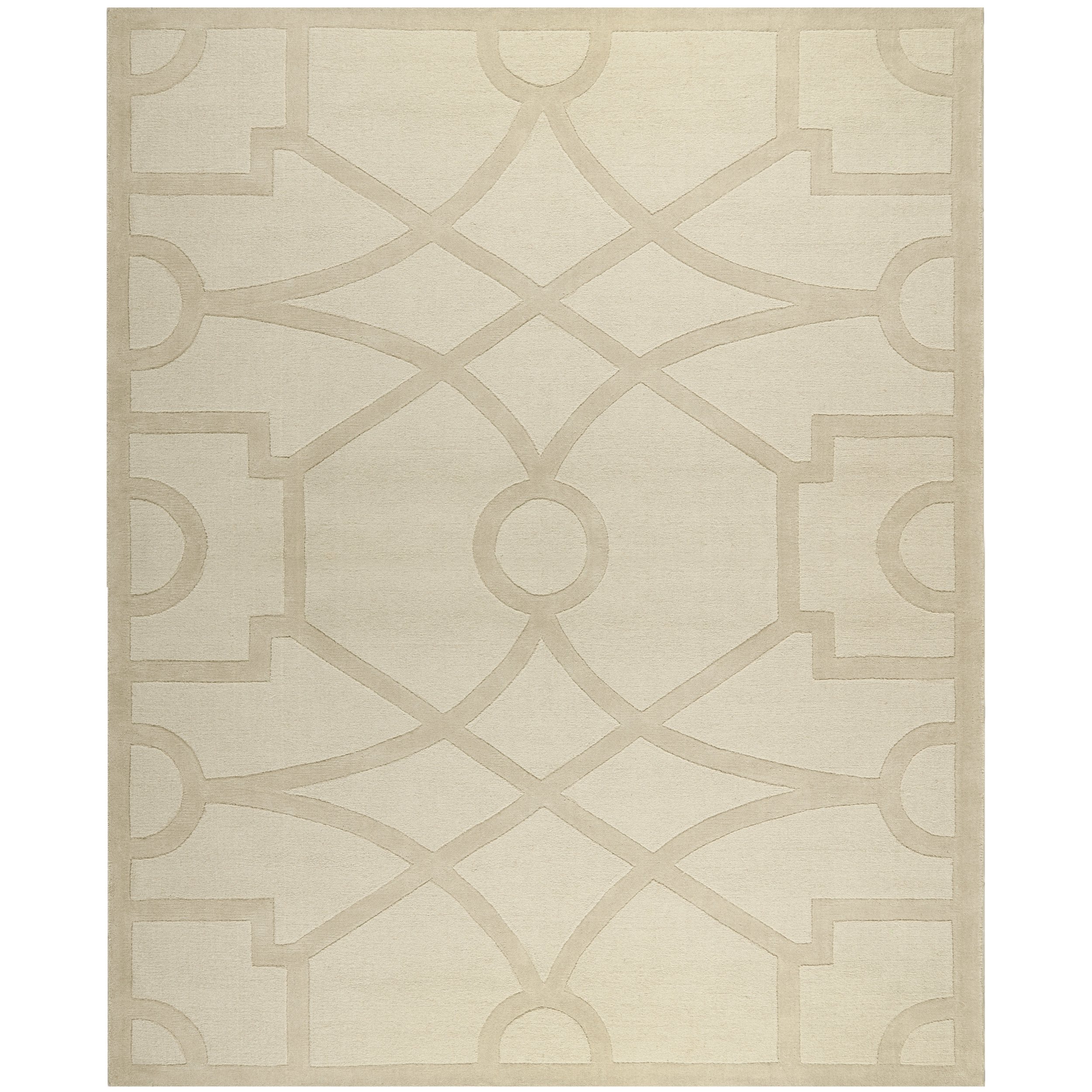 MARTHA STEWART x SAFAVIEH 8-Foot Round Buckwheat Flour MSR4612C Handmade Fretwork Wool Area Rug - Perfect for Living Room, Bedroom & Boho Home Decor
