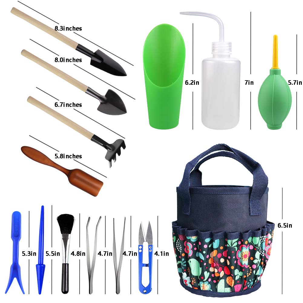 Premium Succulent Tools Kit with Organizer Bag & Planting Mat - 12-Piece Gardening Tool Set with Tote for Mini Succulent Care, Bonsai Planting & Indoor Gardening - Perfect for Home Decor, Office Plants & DIY Garden Projects