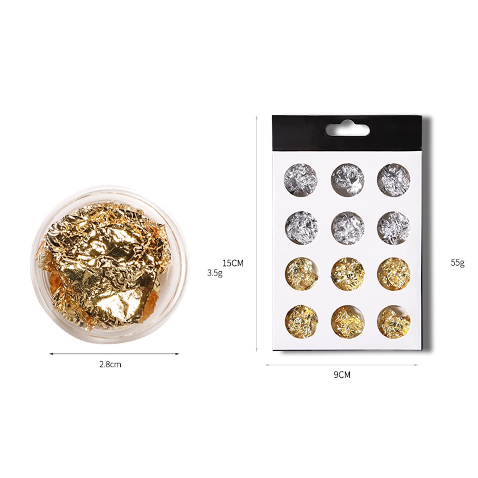 Zhangxi 12 Boxes Gold Silver Copper Foil Tinsel Paillette Nail Glitter - Metallic Nail Art Decorations for DIY Manicure & Nail Design | Perfect for Parties, Weddings & Special Occasions