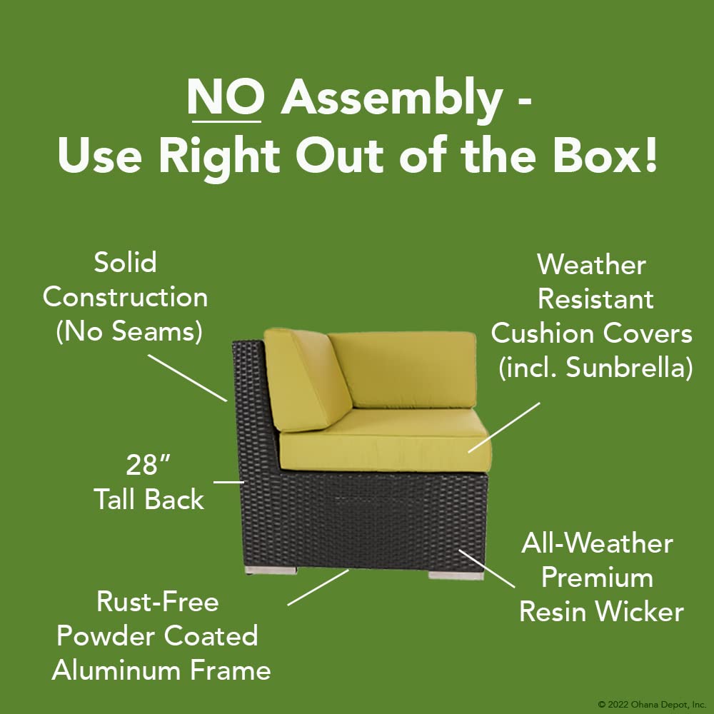 Ohana 7-Piece Outdoor Patio Furniture Sectional Conversation Set - Mixed Brown Wicker with Beige Cushions, No Assembly Required with Free Patio Cover - Perfect for Backyard, Garden, Poolside & Patio Relaxation