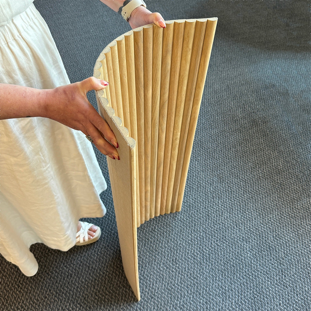 WOODFLEX Flexible Wooden Slat Under Bench Counter Panel - Oak Veneer 900mm x 600mm Half Round for Kitchen Islands & Bar Counters