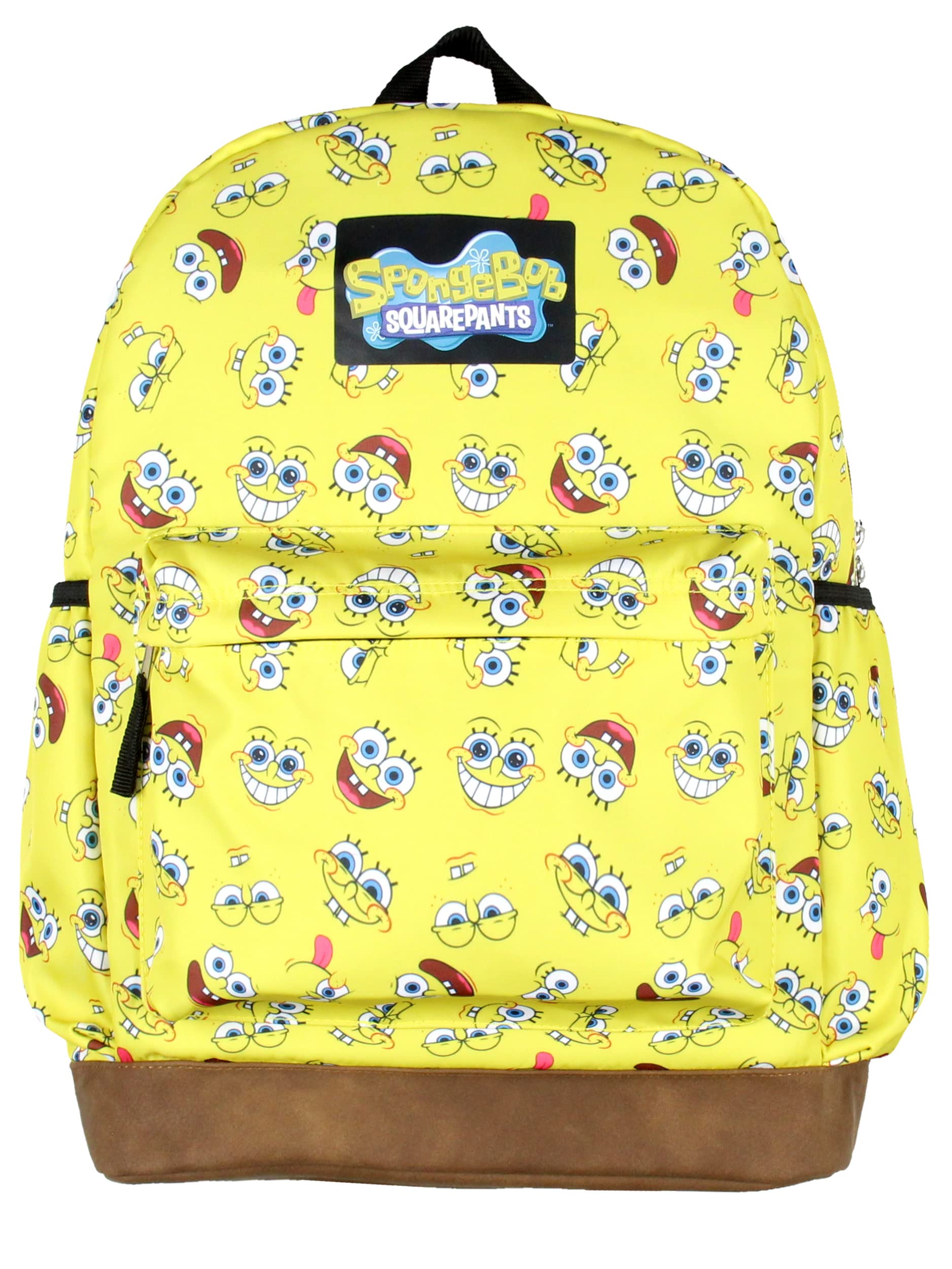 SpongeBob SquarePants Backpack with Fun Face Expressions - Nickelodeon Cartoon Character School Bag for Kids & Teens - Perfect for School, Travel, and Anime Conventions