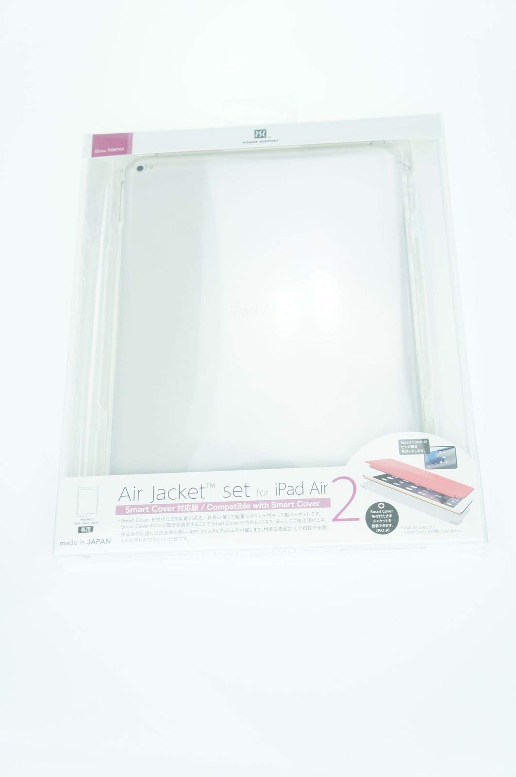 Power Support Air Jacket Clear + AFP Crystal Clear Protective Film for iPad Air 2 (2015) - Japanese Import - Smart Cover Compatible - Perfect for Work, Travel & Everyday Protection