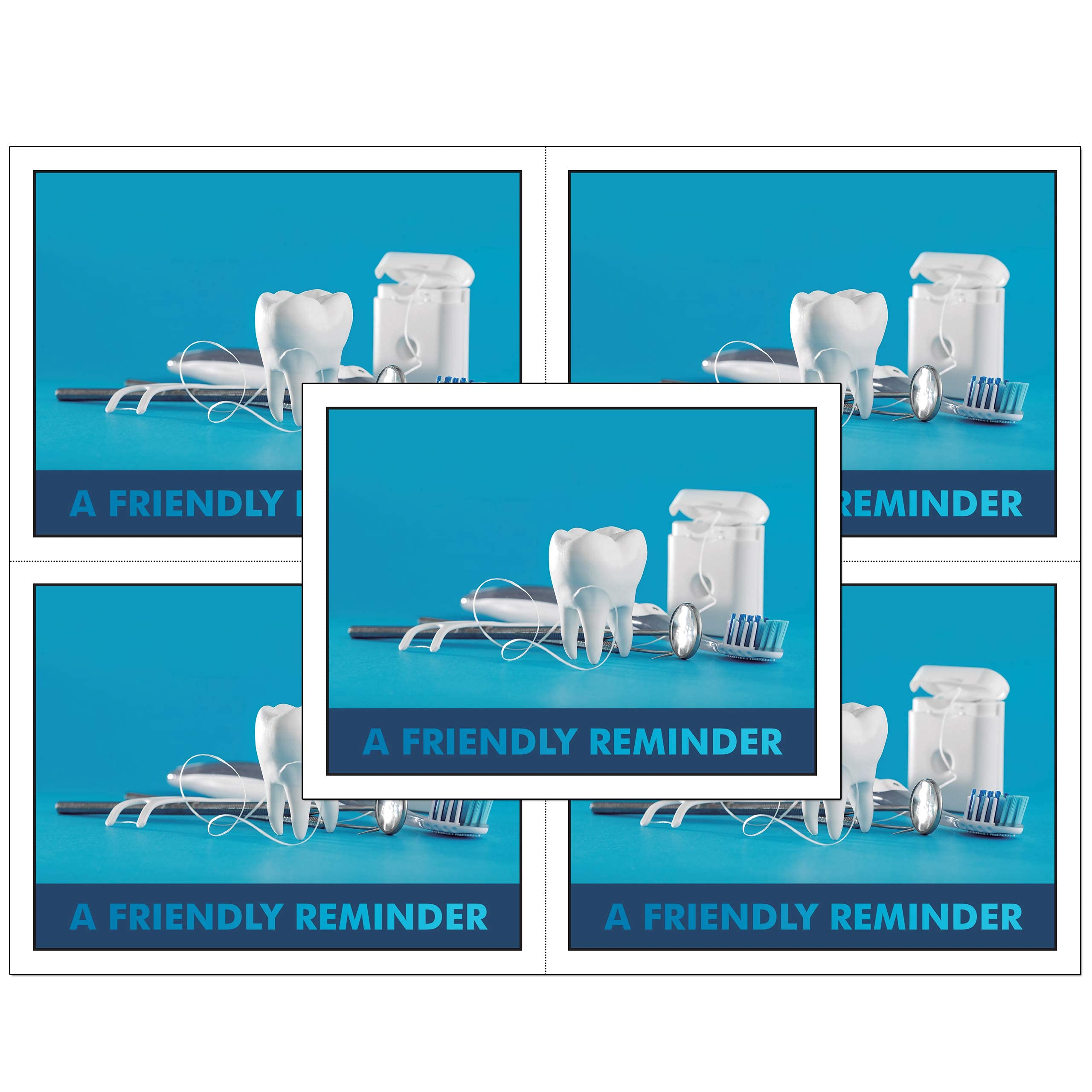 Customizable Dental Laser Appointment Reminder Postcards - 4 Micro Perforated Cards (4.25