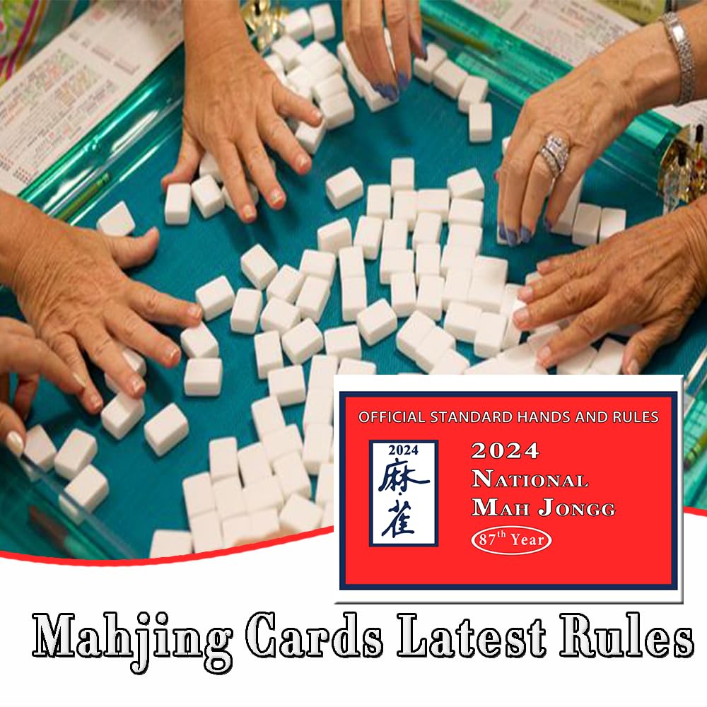 2024 Official Mahjong Cards Set - Large Print National Mah Jongg Cards with Hands & Rules - 4 Piece Game Set for Beginners & Seniors - Perfect for Family Game Nights & Social Gatherings
